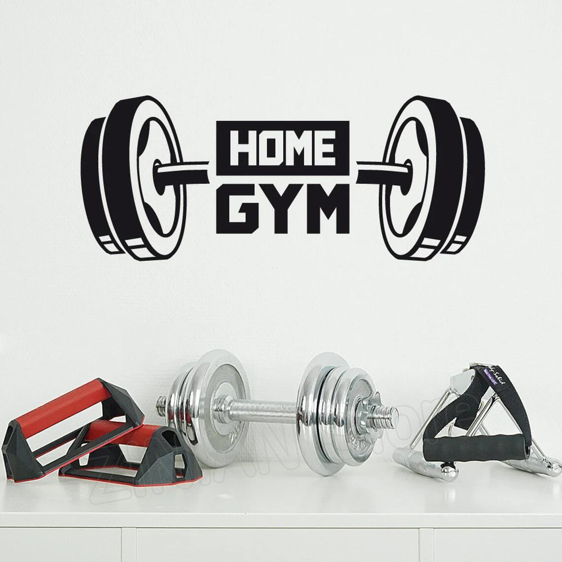Home Gym On Wall - Наклейка на стену в виде гантели