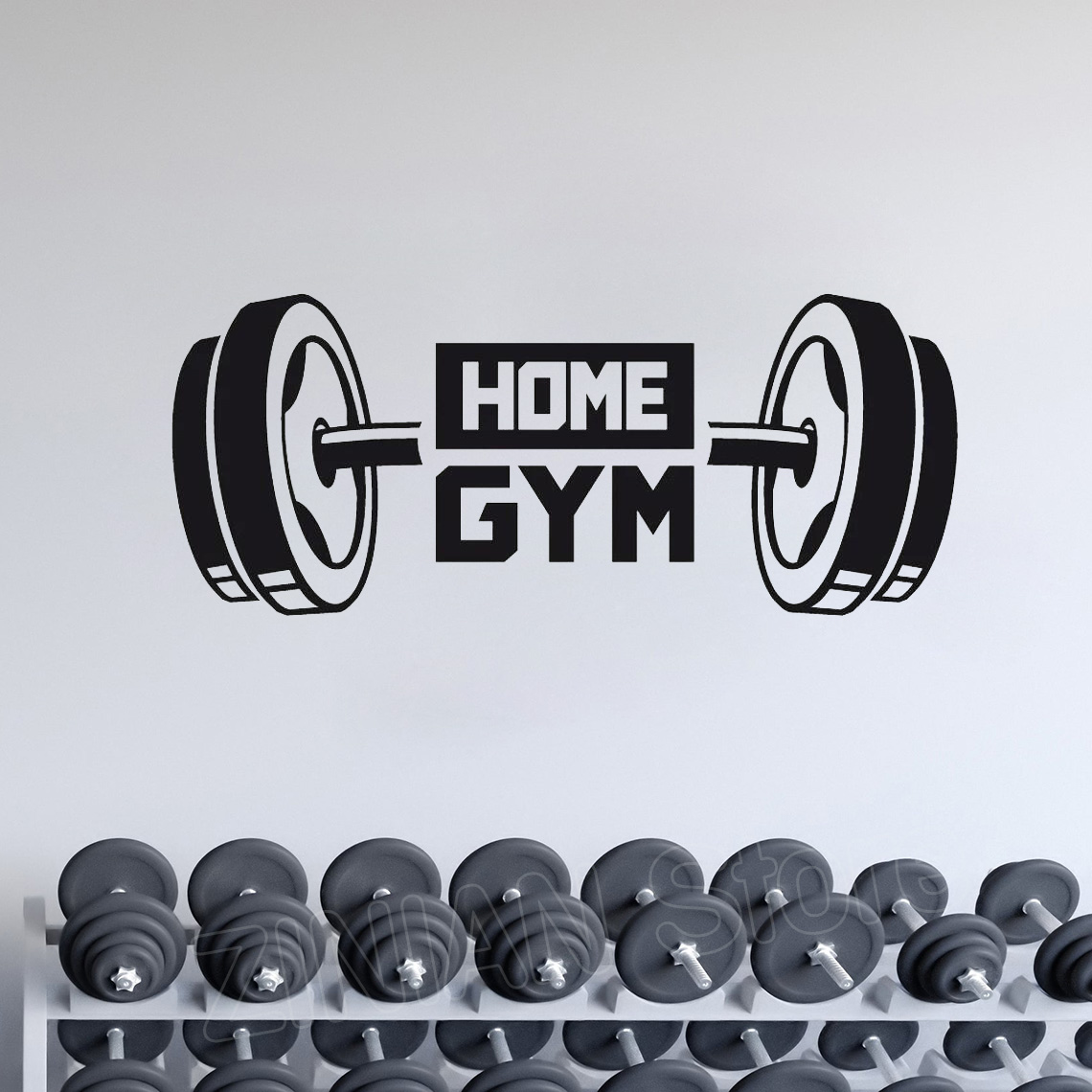 Наклейка на стену в виде ганте – обзор и цена Home Gym On Wall